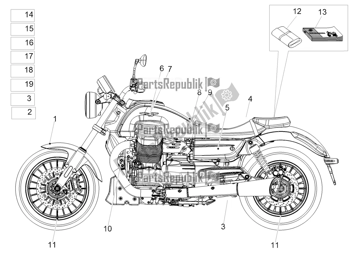 All parts for the Decal of the Moto-Guzzi Audace 1400 Carbon ABS USA 2018