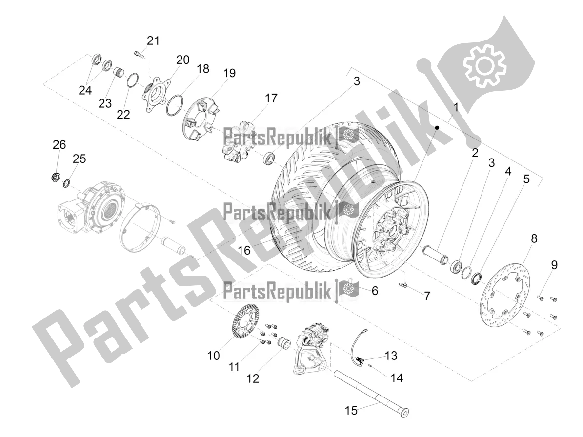 All parts for the Rear Wheel of the Moto-Guzzi Audace 1400 Carbon ABS USA 2018