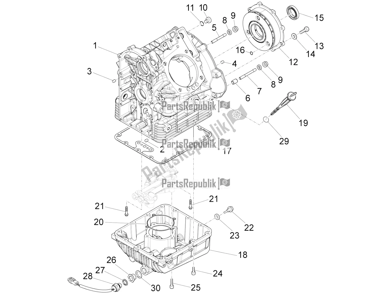 Toutes les pièces pour le Carters I du Moto-Guzzi Audace 1400 Carbon ABS USA 2019