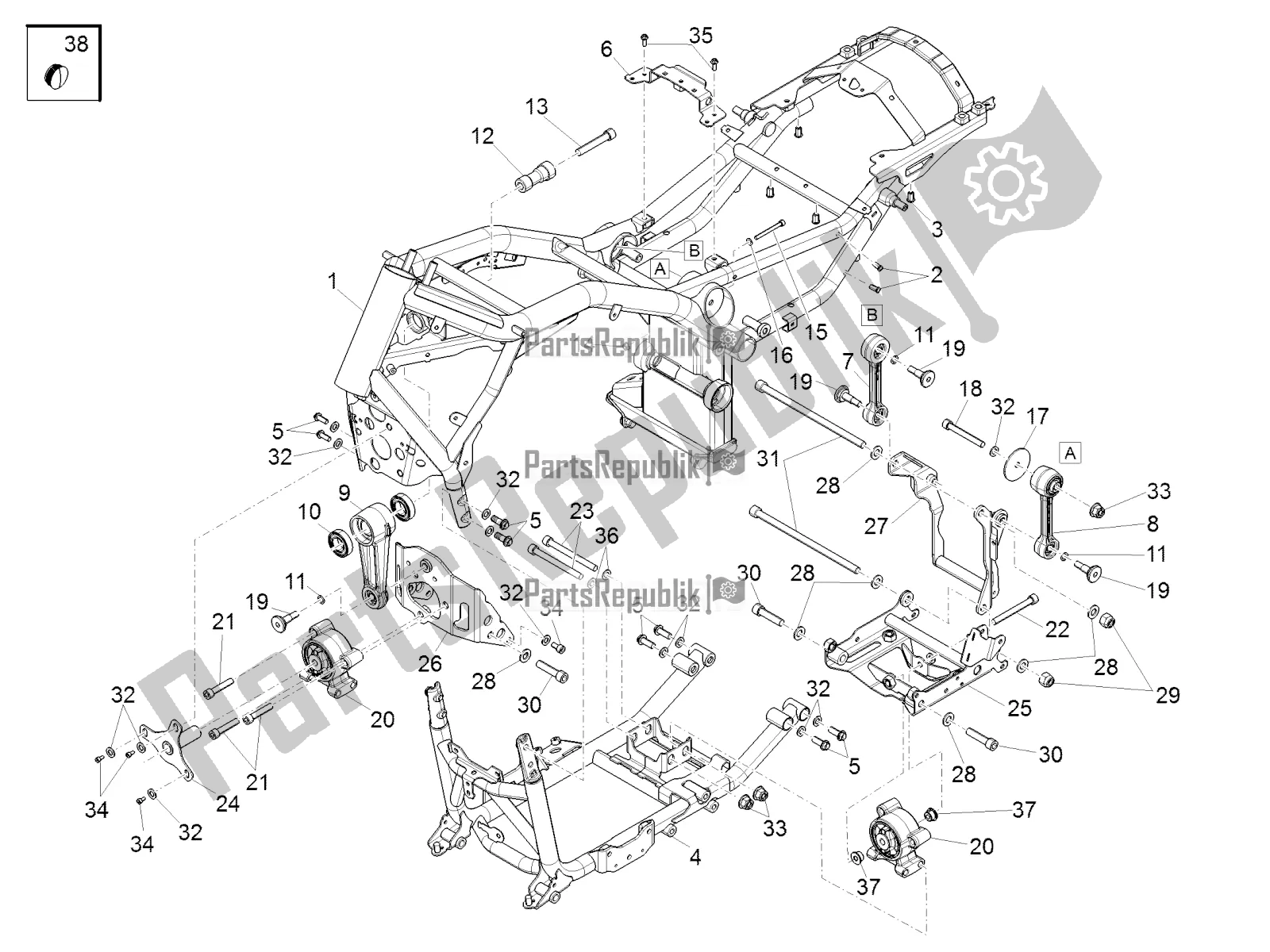 Toutes les pièces pour le Cadre du Moto-Guzzi Audace 1400 Carbon ABS USA 2019