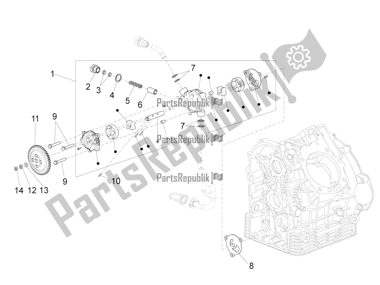 Toutes les pièces pour le La Pompe à Huile du Moto-Guzzi Audace 1400 Carbon ABS USA 2019