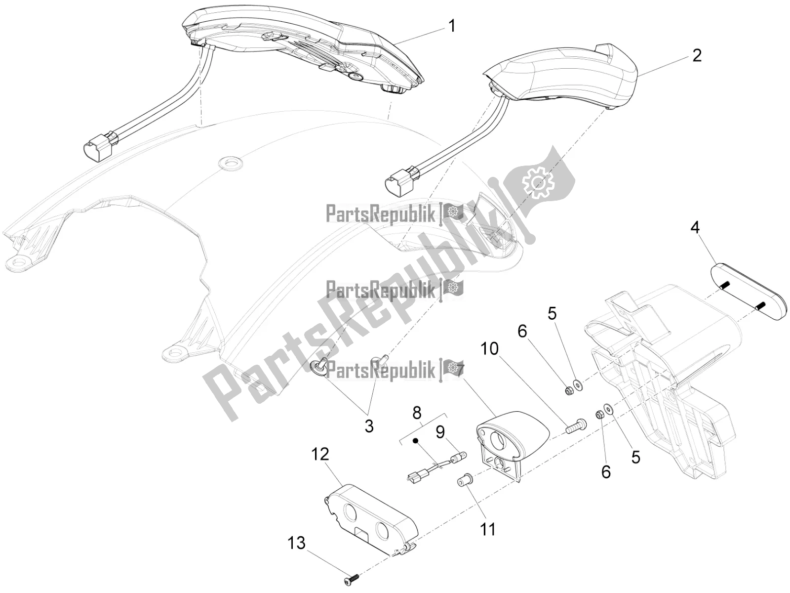 Toutes les pièces pour le Feux Arrière du Moto-Guzzi Audace 1400 Carbon ABS USA 2019