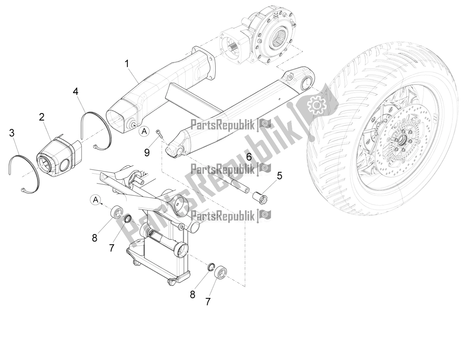 Toutes les pièces pour le Bras Oscillant du Moto-Guzzi Audace 1400 Carbon ABS USA 2019