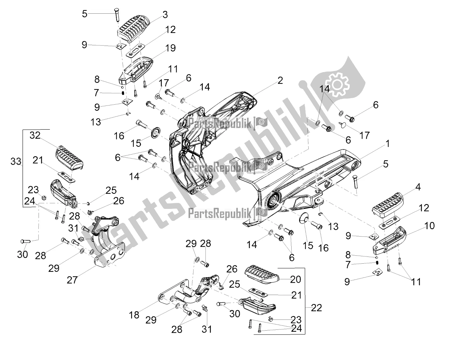 Todas las partes para Reposapiés de Moto-Guzzi Audace 1400 Carbon ABS USA 2020