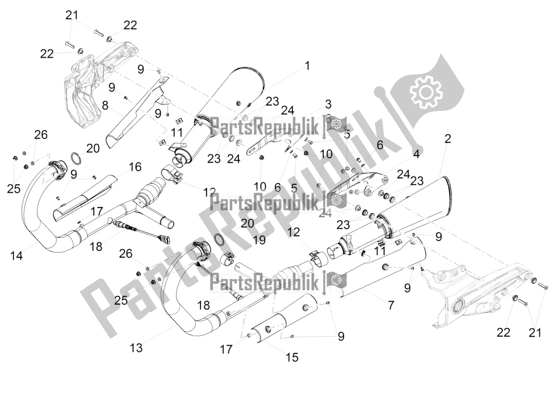 Toutes les pièces pour le Tuyau D'échappement du Moto-Guzzi Audace 1400 Carbon ABS USA 2021