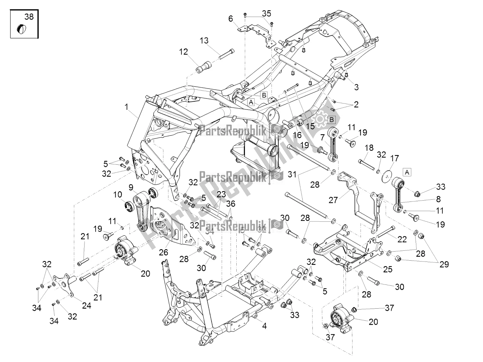 Todas las partes para Marco de Moto-Guzzi Audace 1400 Carbon ABS USA 2021