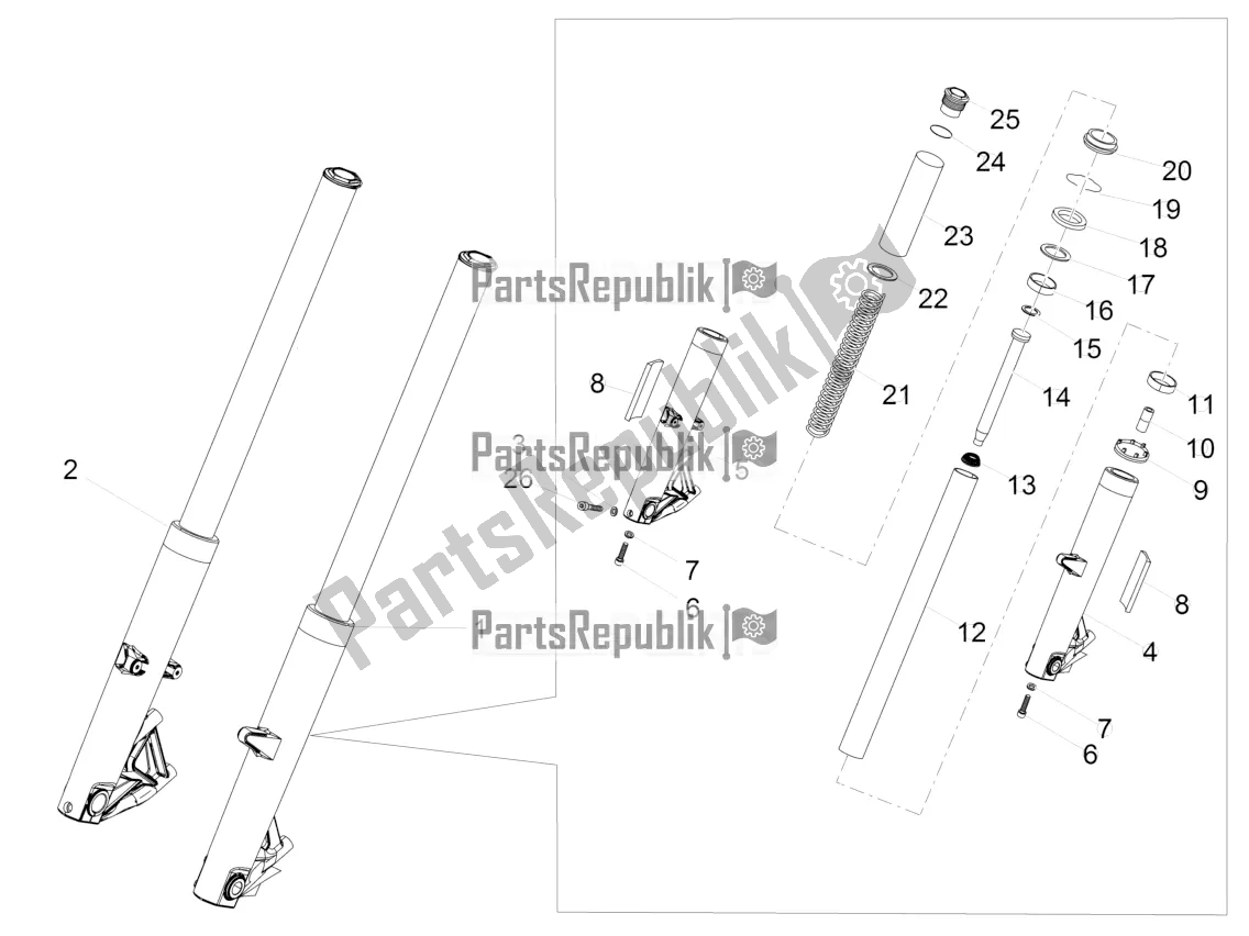 Toutes les pièces pour le Fourche Avant Kaifa du Moto-Guzzi Audace 1400 Carbon ABS USA 2021