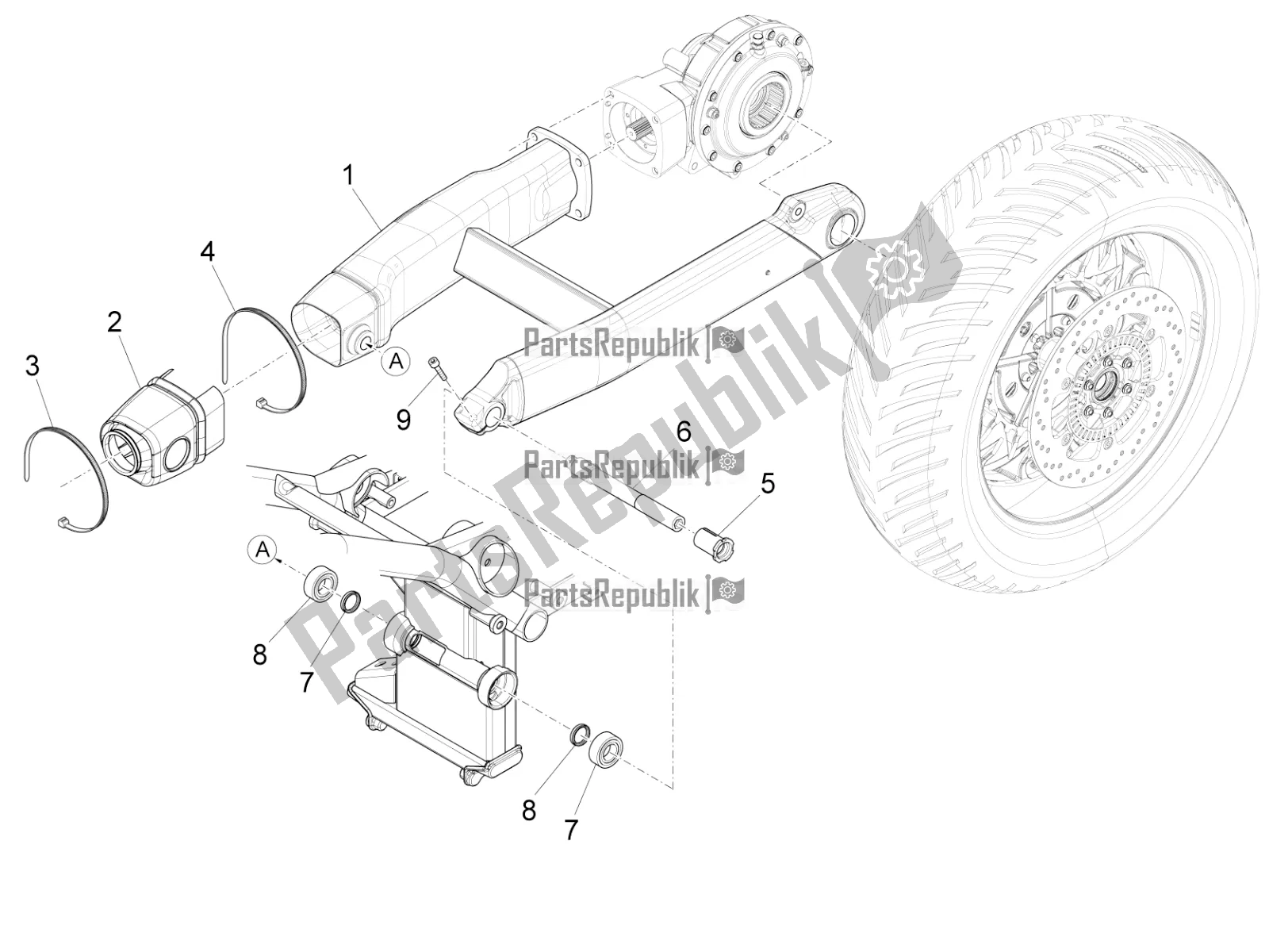 Toutes les pièces pour le Bras Oscillant du Moto-Guzzi Audace 1400 Carbon ABS USA 2021