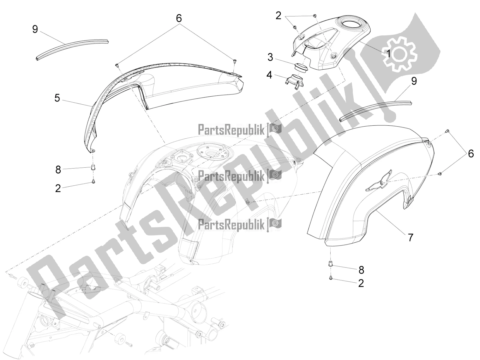 Todas las partes para Tapa Del Tanque de Moto-Guzzi Audace 1400 Carbon ABS USA 2021