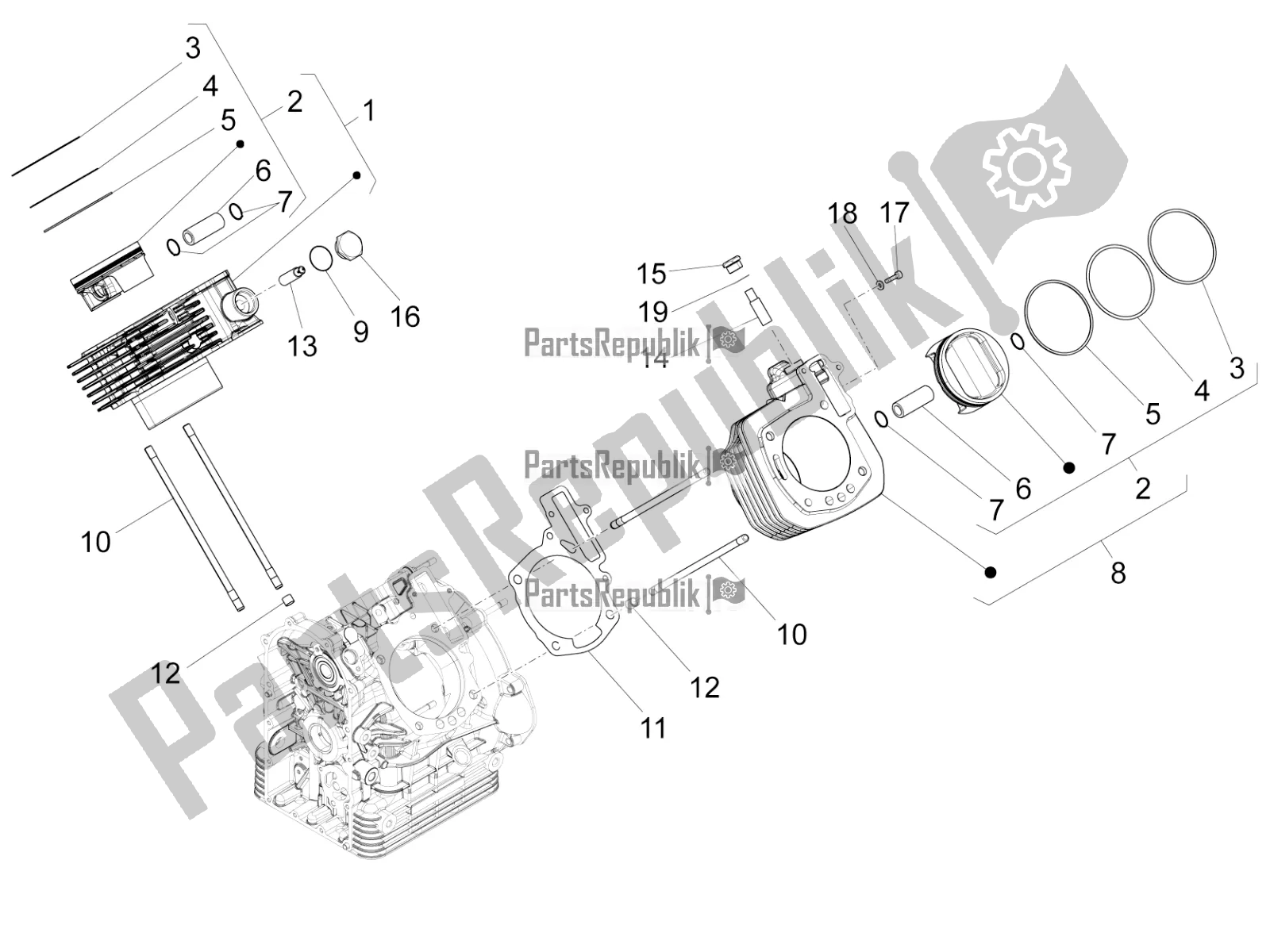 Toutes les pièces pour le Cylindre - Piston du Moto-Guzzi California 1400 Corazzieri ABS Zgukdh0 2016