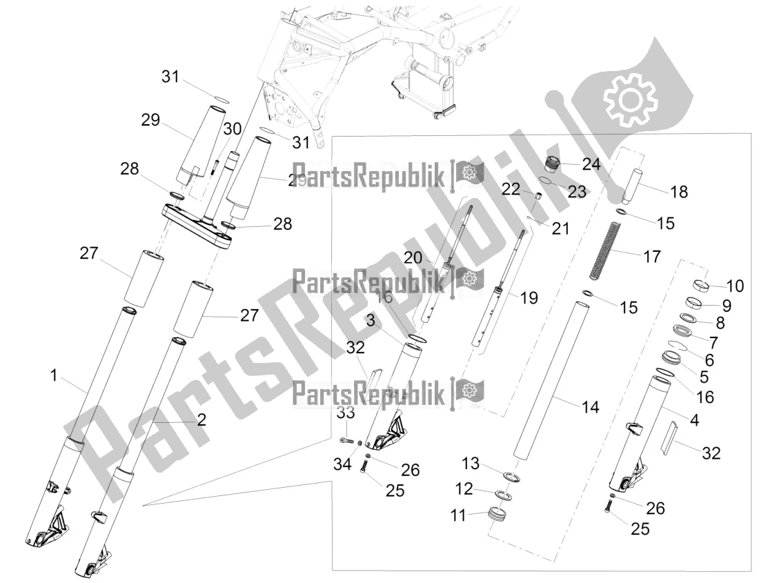 All parts for the Front Fork Sachs of the Moto-Guzzi California 1400 Corazzieri ABS Zgukdh0 2016