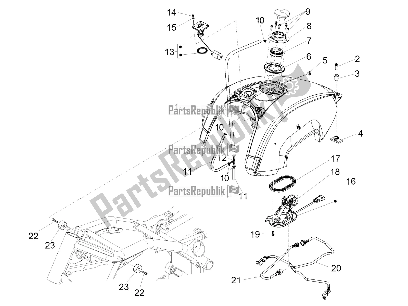 Toutes les pièces pour le Réservoir D'essence du Moto-Guzzi California 1400 Corazzieri ABS Zgukdh0 2016