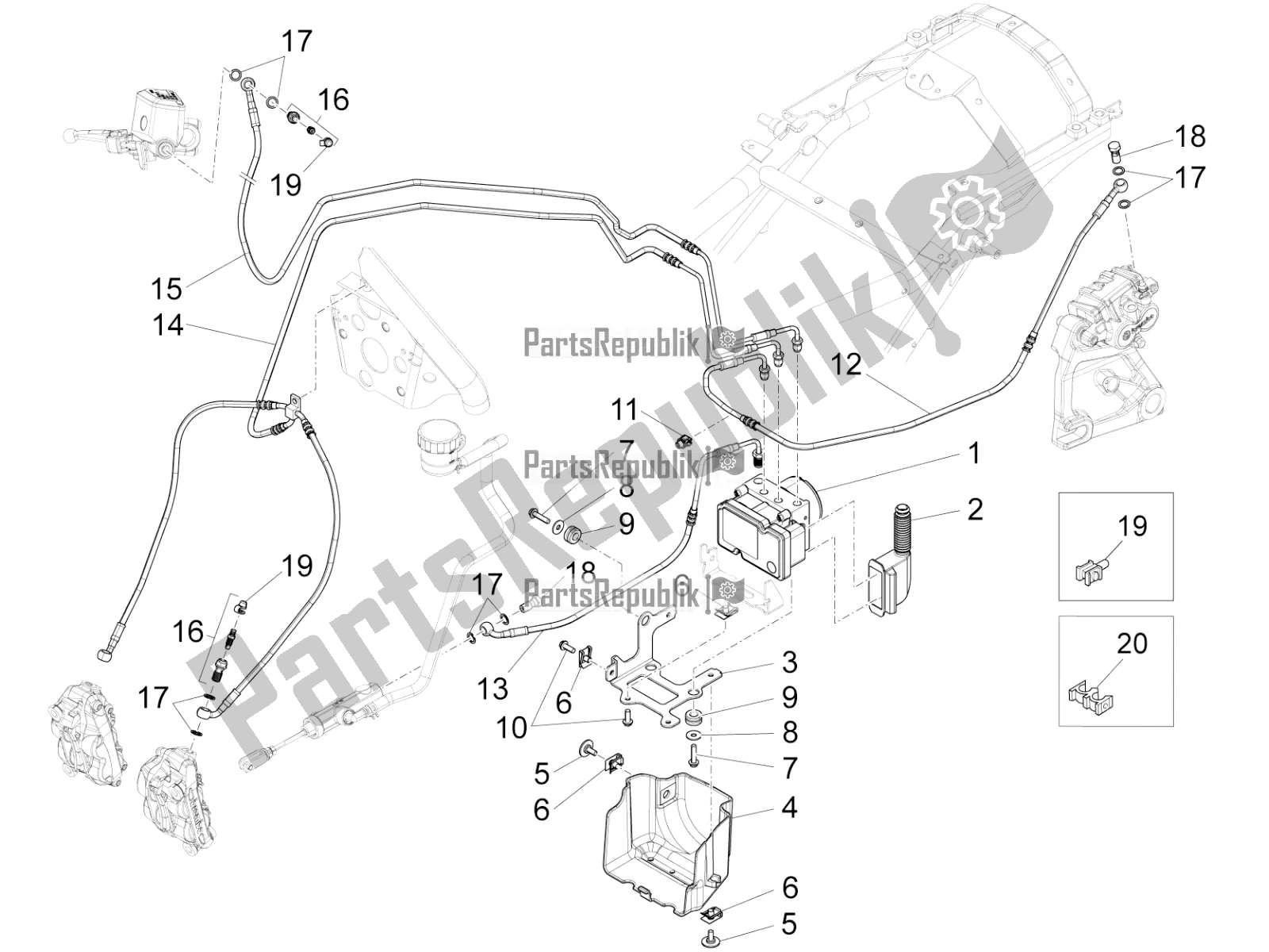 Toutes les pièces pour le Système De Freinage Abs du Moto-Guzzi California 1400 Corazzieri ABS Zgukdh0 2017