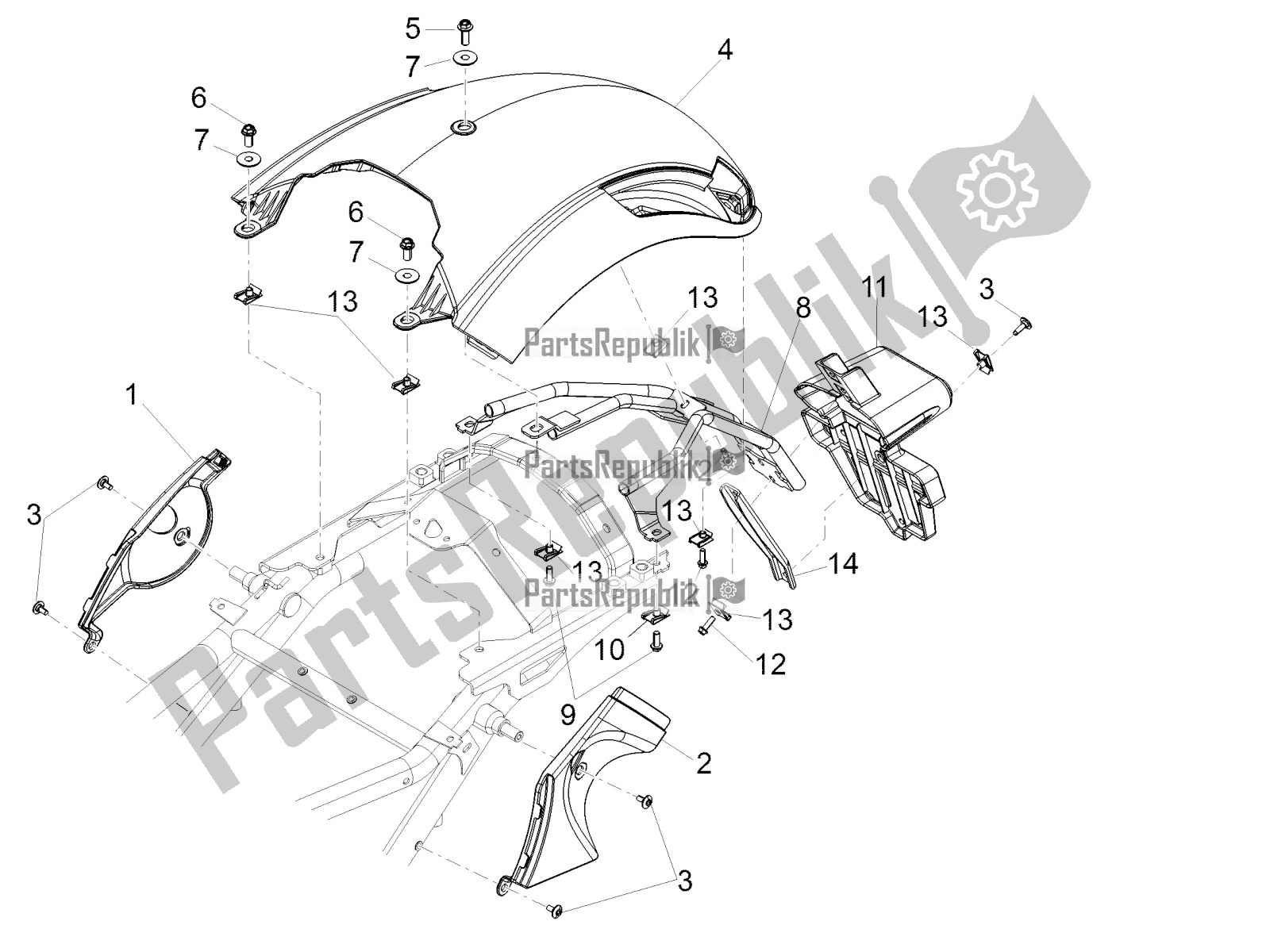 Todas las partes para Guardabarros Trasero de Moto-Guzzi California 1400 Corazzieri ABS Zgukdh0 2017