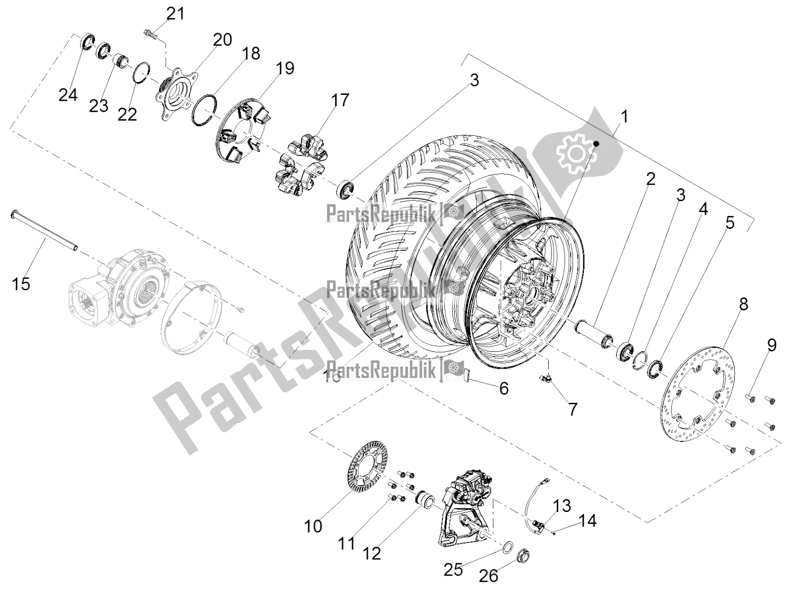 Toutes les pièces pour le Roue Arrière du Moto-Guzzi California 1400 Corazzieri ABS Zgukdh0 2017