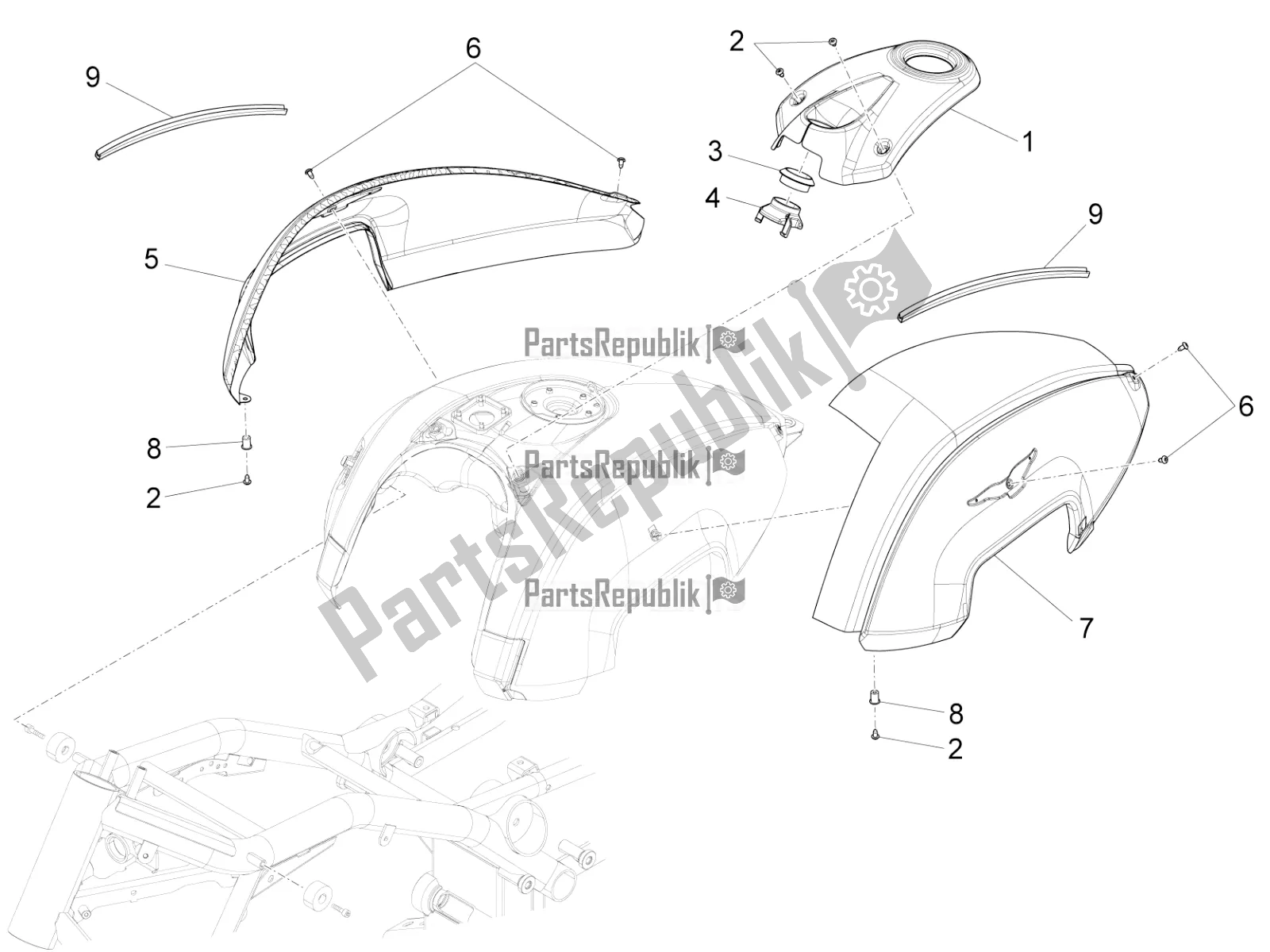 Toutes les pièces pour le Couvercle De Réservoir du Moto-Guzzi California 1400 Corazzieri ABS Zgukdh0 2017