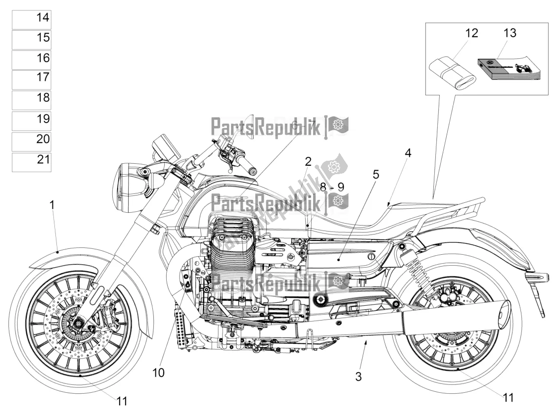 Todas las partes para Etiqueta de Moto-Guzzi California 1400 Custom ABS USA 2016