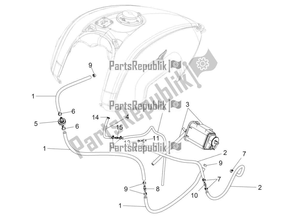 All parts for the Fuel Vapour Recover System of the Moto-Guzzi California 1400 Custom ABS USA 2016