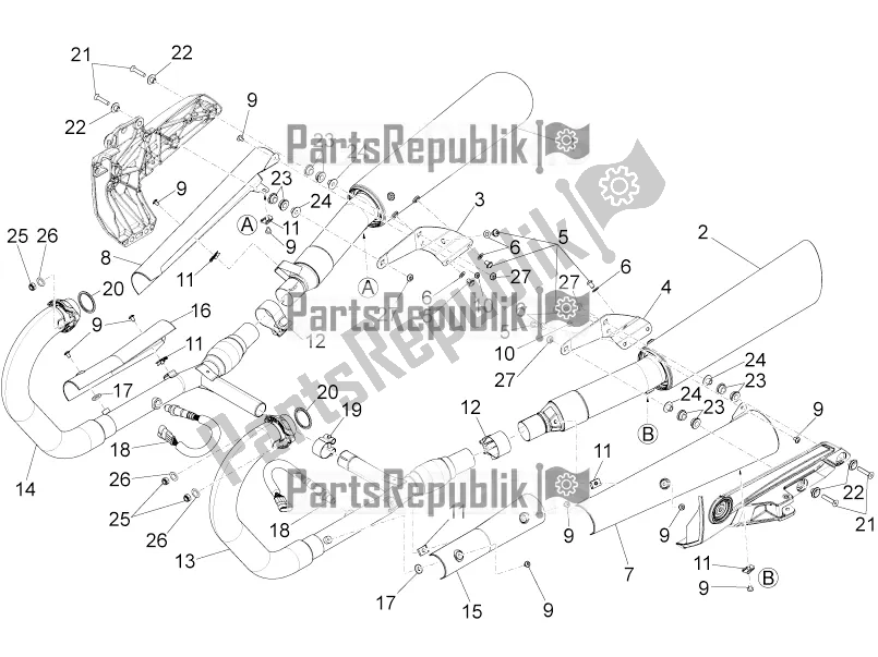 All parts for the Exhaust Pipe of the Moto-Guzzi California 1400 Touring ABS 2017