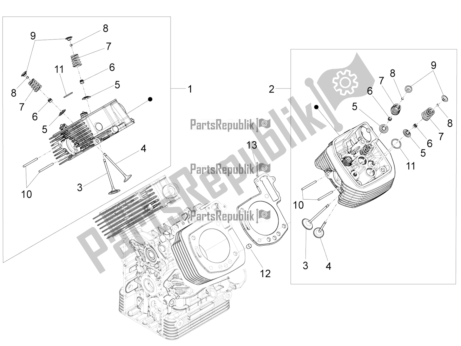 All parts for the Cylinder Head - Valves of the Moto-Guzzi California 1400 Touring ABS 2018