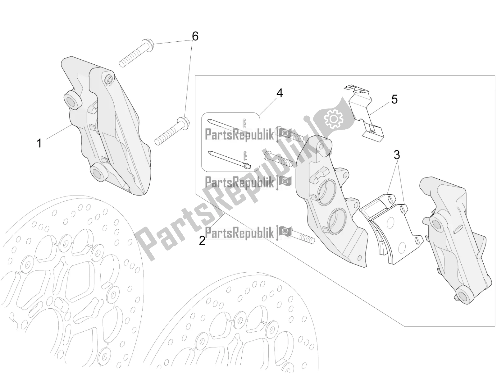 All parts for the Front Brake Caliper of the Moto-Guzzi California 1400 Touring ABS 2018