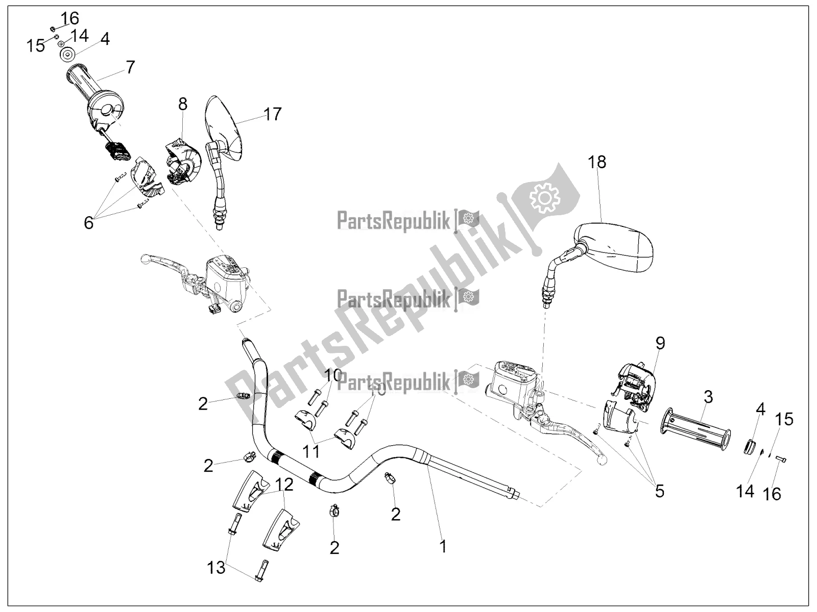 All parts for the Handlebar - Controls of the Moto-Guzzi California 1400 Touring ABS 2018