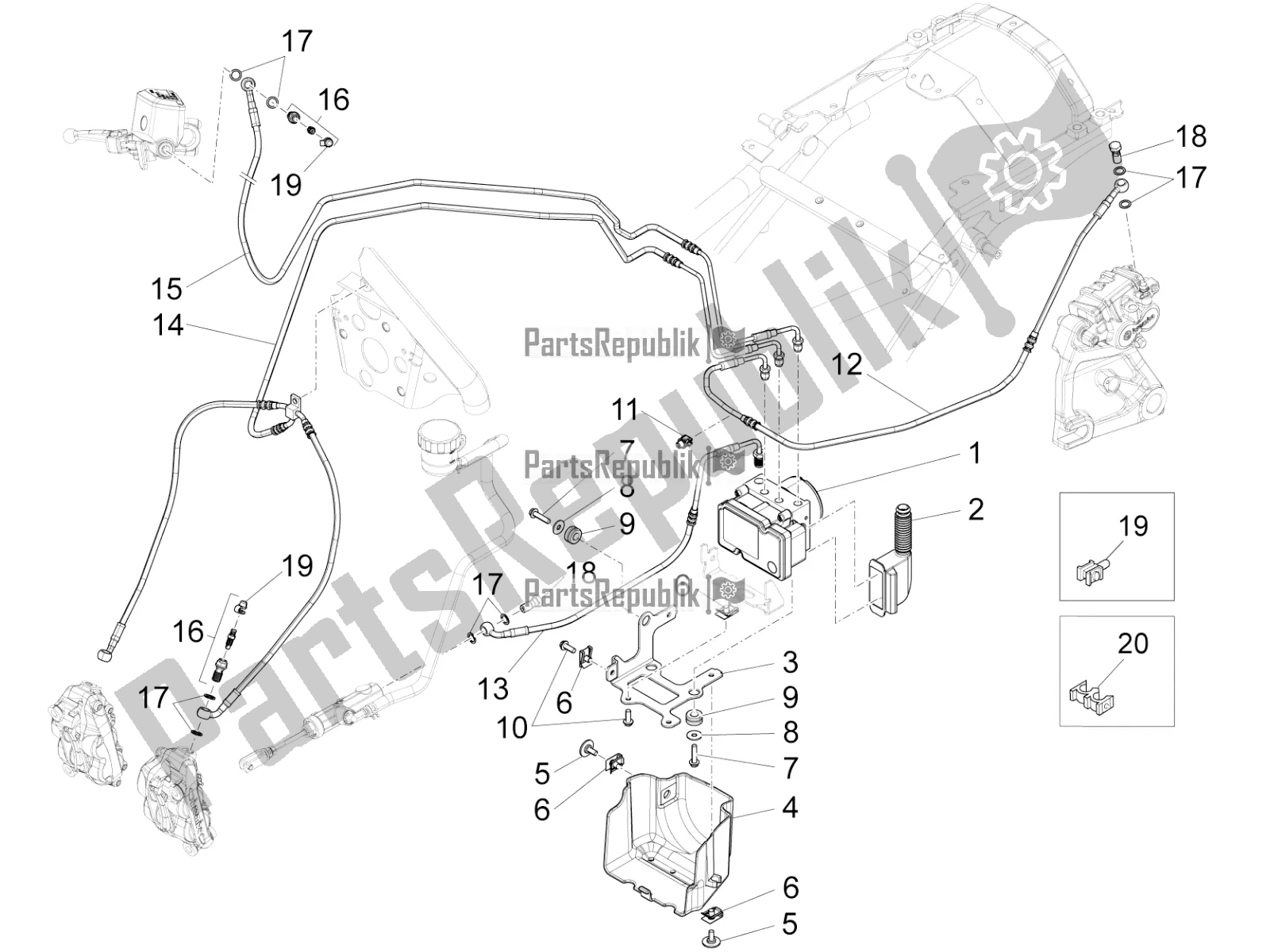 All parts for the Abs Brake System of the Moto-Guzzi California 1400 Touring ABS 2020