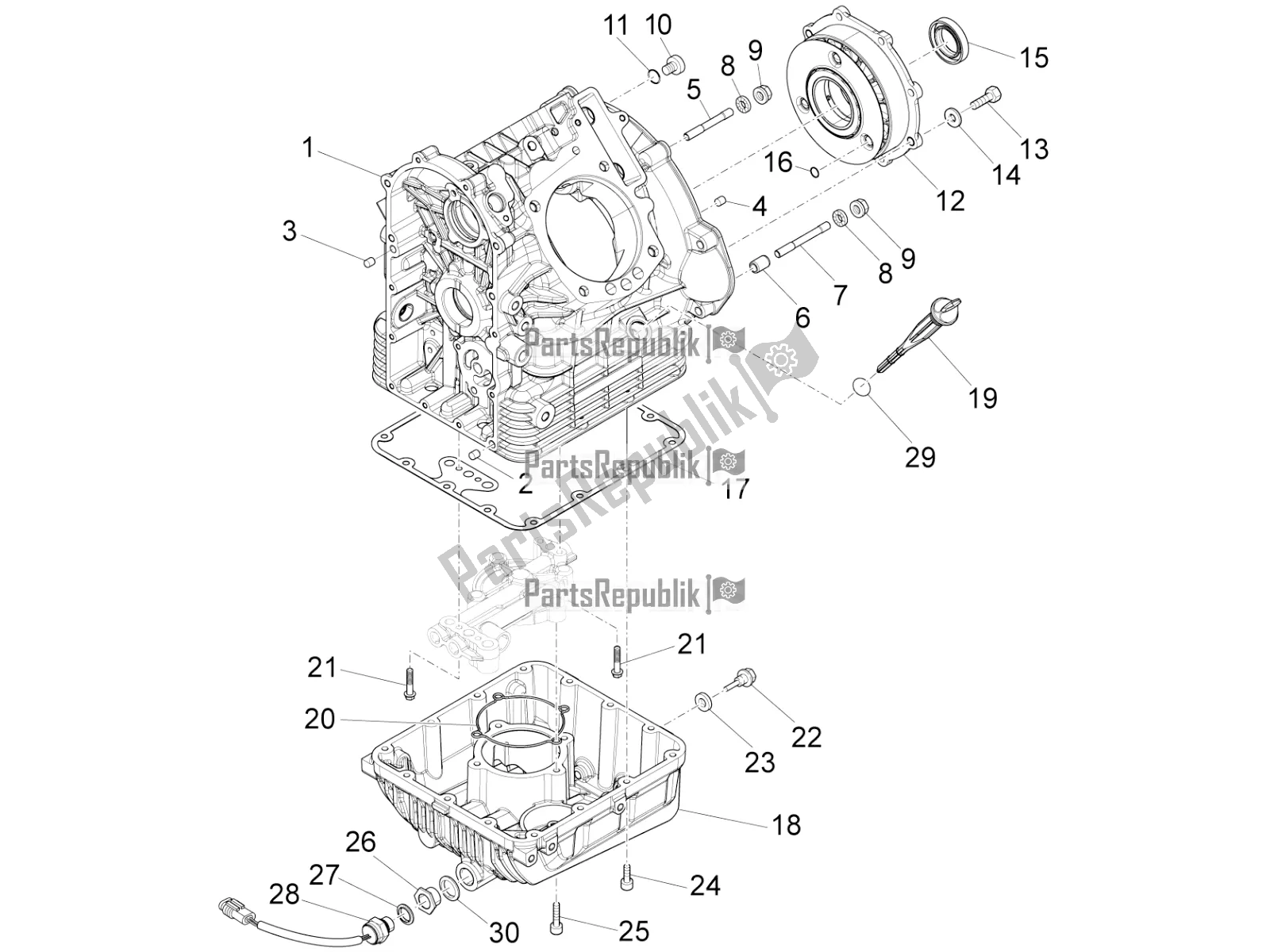 All parts for the Crankcases I of the Moto-Guzzi California 1400 Touring ABS 2020