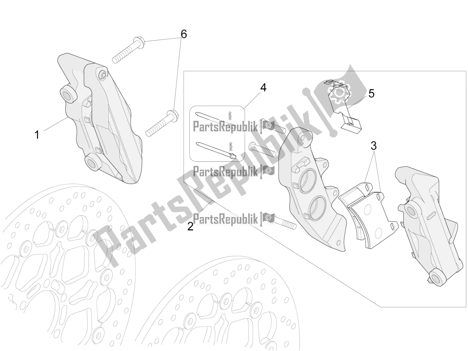 All parts for the Front Brake Caliper of the Moto-Guzzi California 1400 Touring ABS 2020