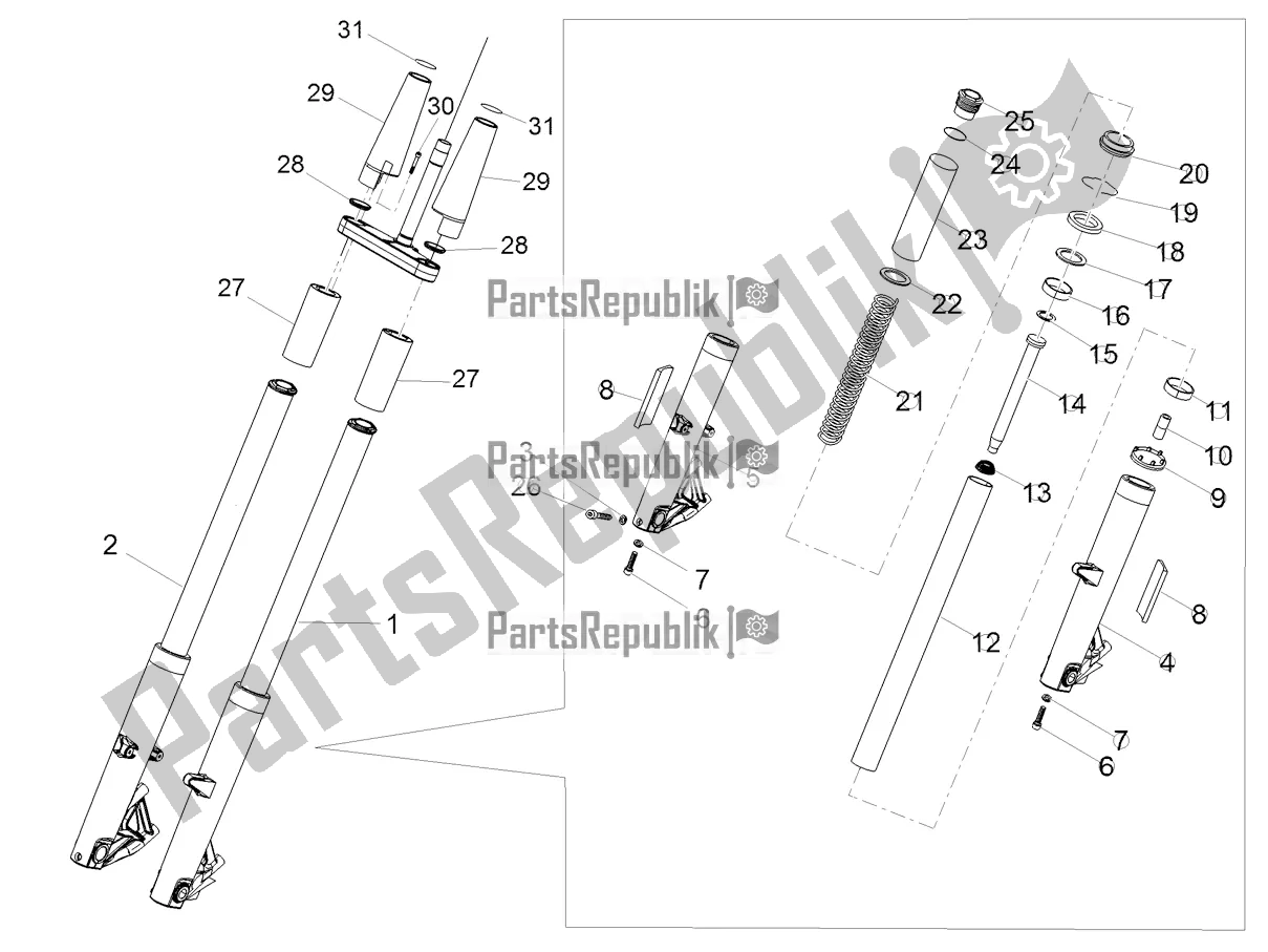 Tutte le parti per il Forcella Anteriore Kaifa del Moto-Guzzi California 1400 Touring ABS 2021