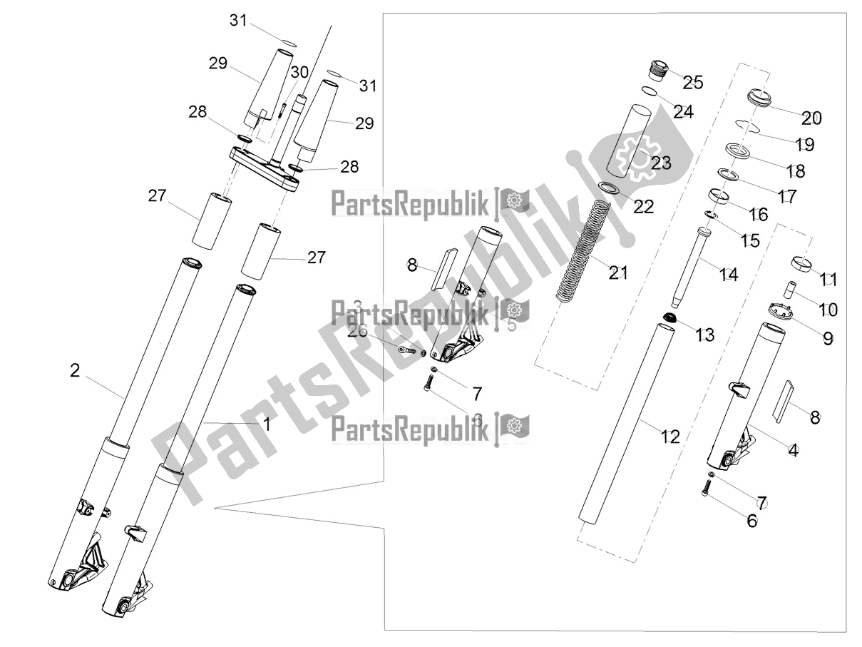 All parts for the Front Fork Kaifa of the Moto-Guzzi California 1400 Touring ABS Apac 2017