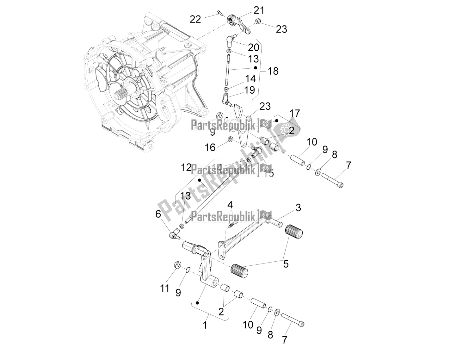 All parts for the Gear Lever of the Moto-Guzzi California 1400 Touring ABS Apac 2017