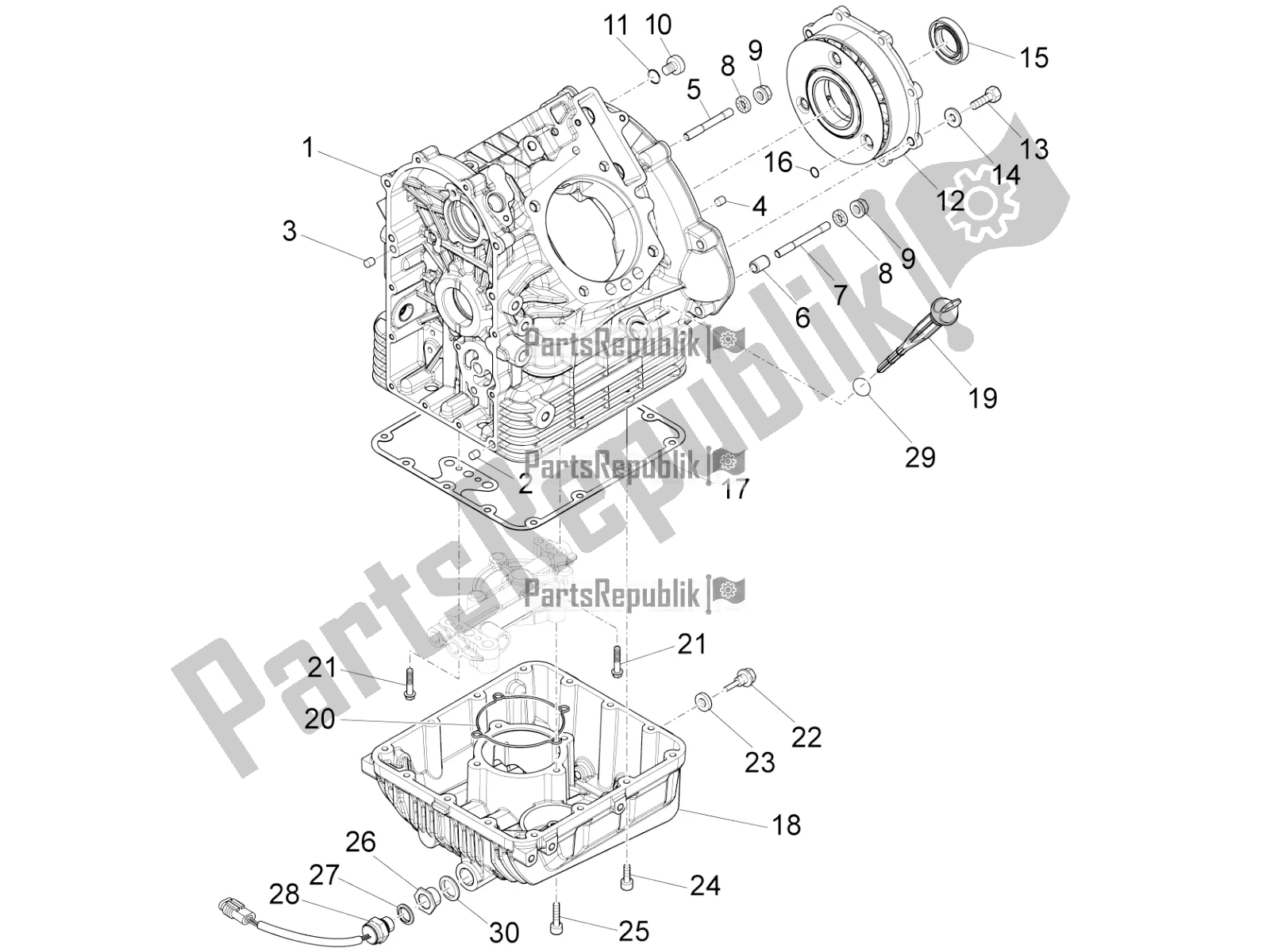 All parts for the Crankcases I of the Moto-Guzzi California 1400 Touring ABS Apac 2018