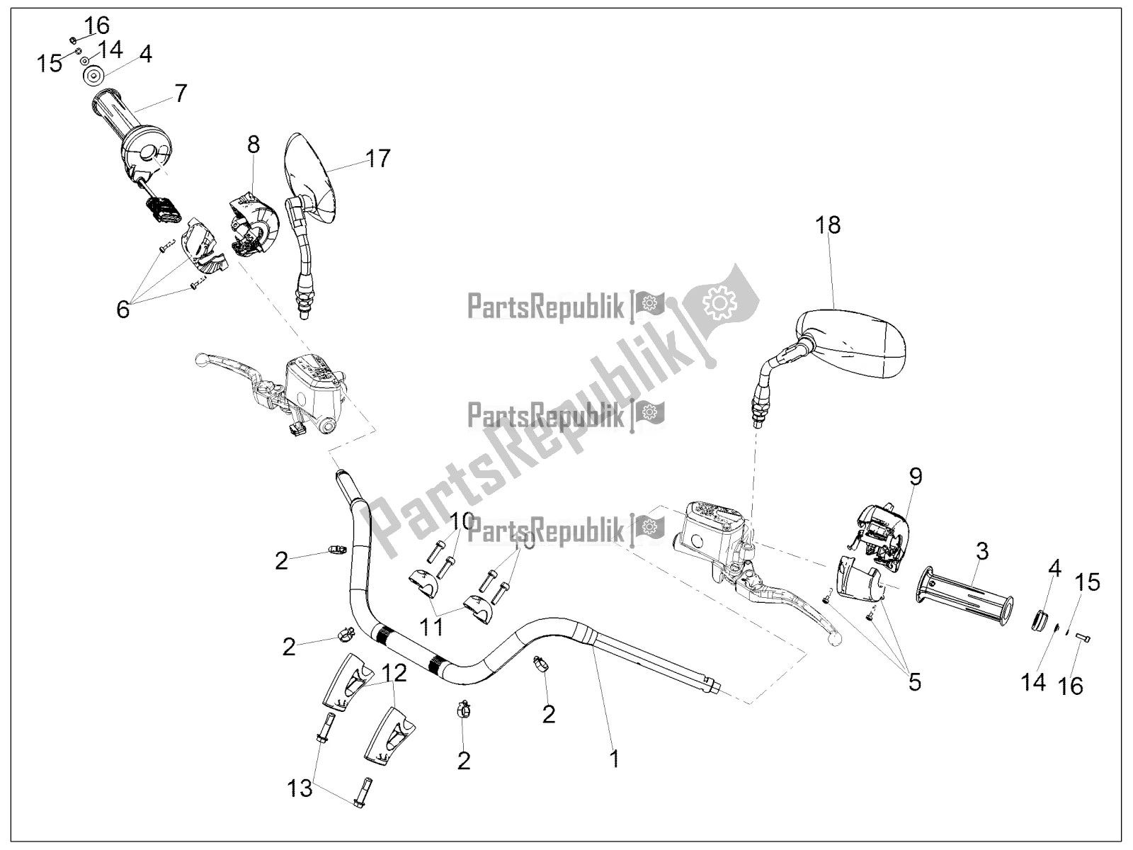 Toutes les pièces pour le Guidon - Commandes du Moto-Guzzi California 1400 Touring ABS Apac 2018