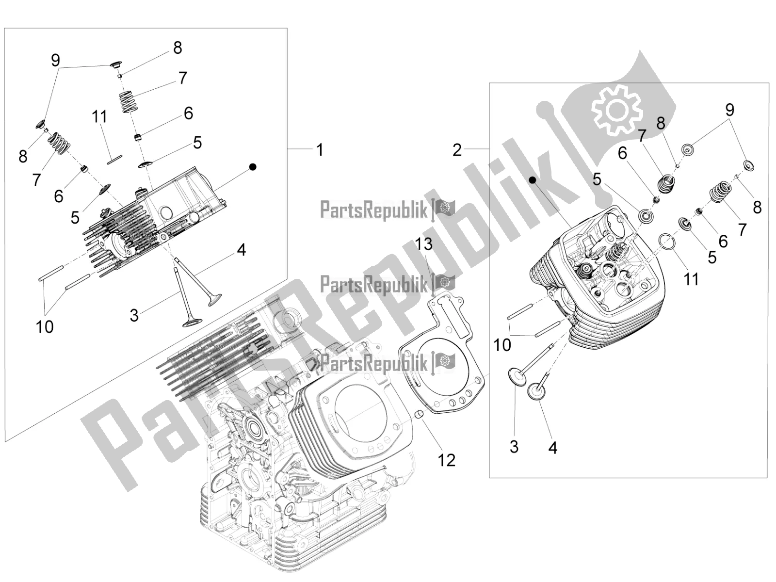 All parts for the Cylinder Head - Valves of the Moto-Guzzi California 1400 Touring ABS Apac 2019