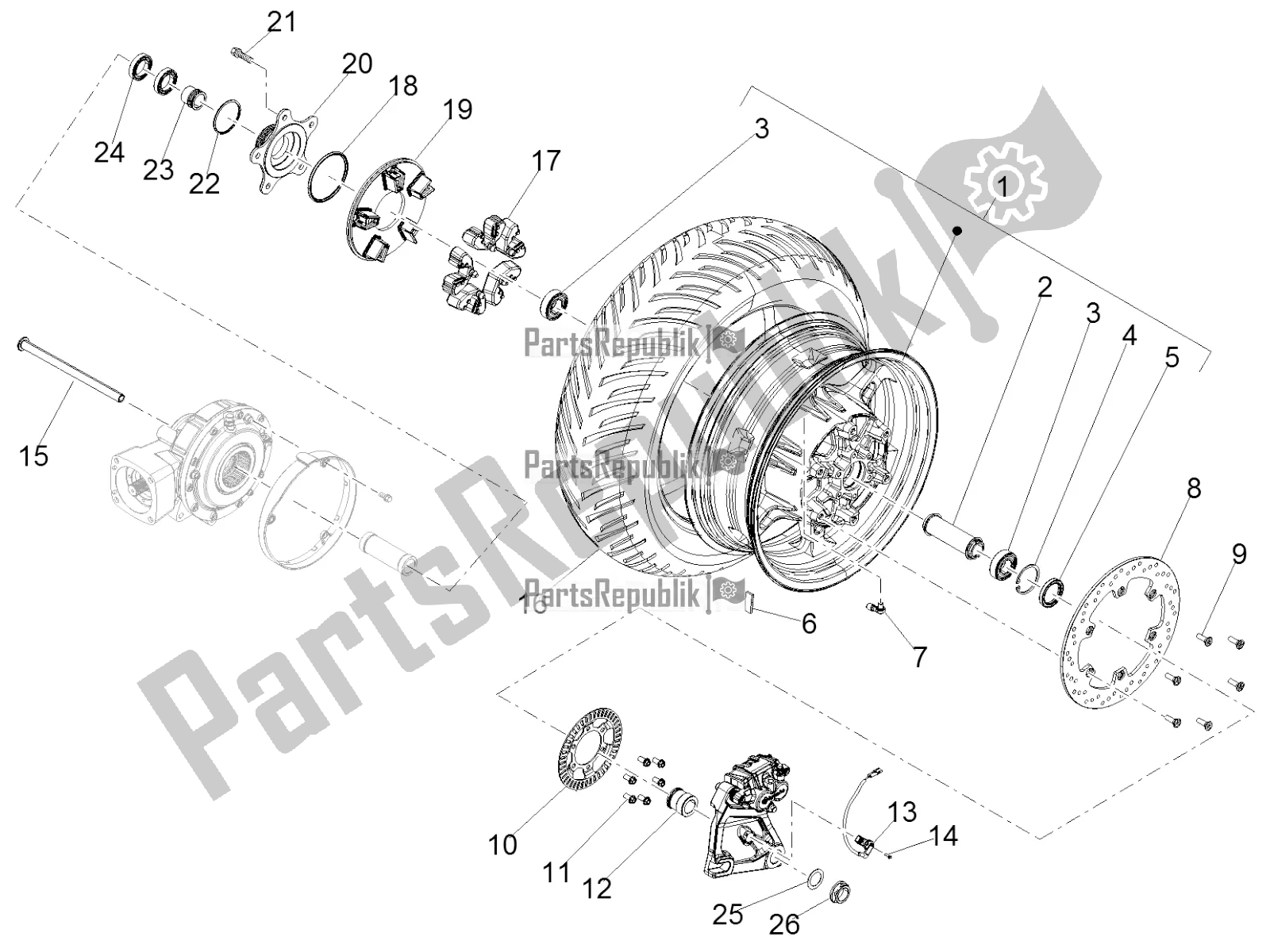 Toutes les pièces pour le Roue Arrière du Moto-Guzzi California 1400 Touring ABS Apac 2019