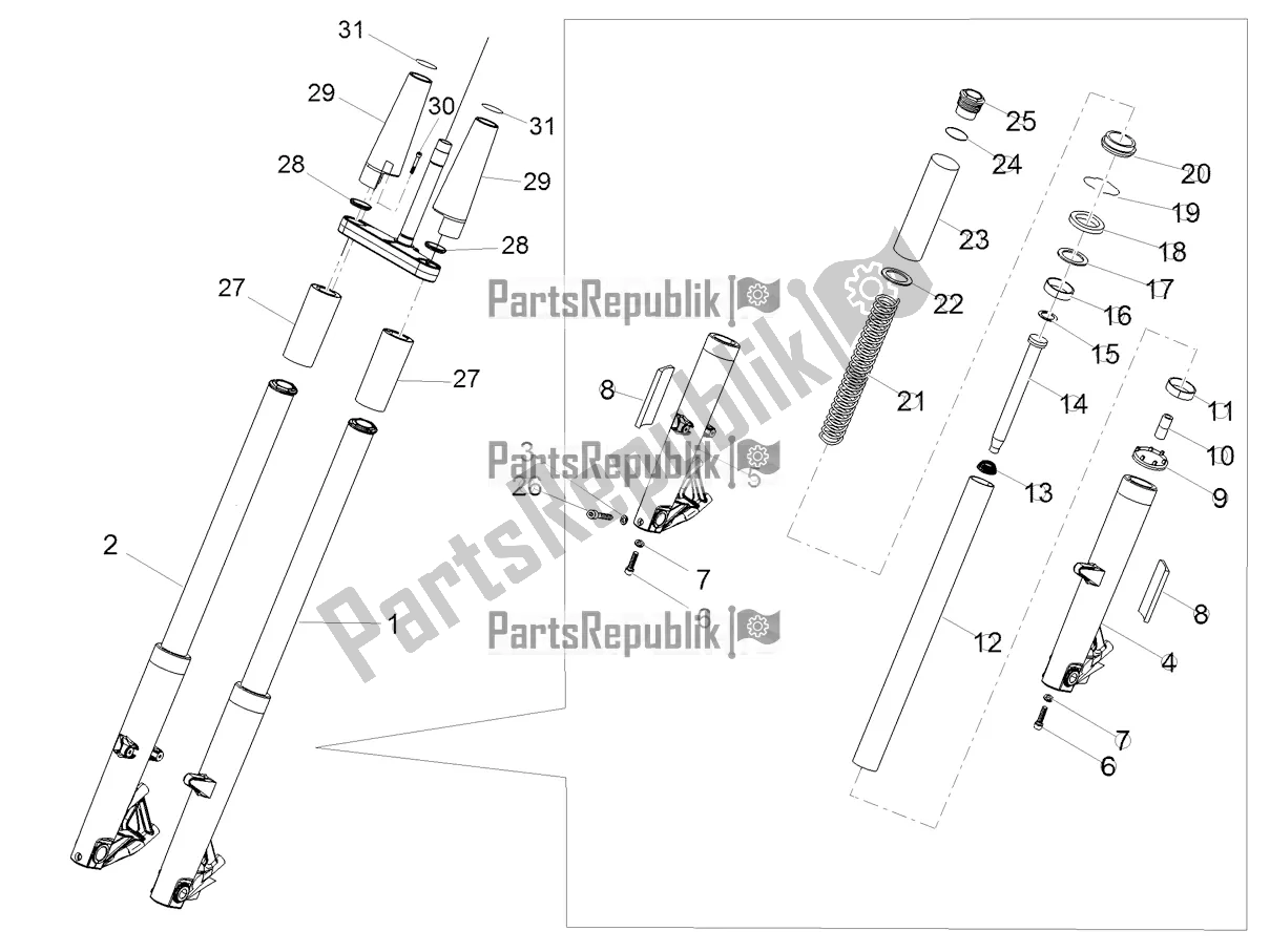 All parts for the Front Fork Kaifa of the Moto-Guzzi California 1400 Touring ABS Apac 2020