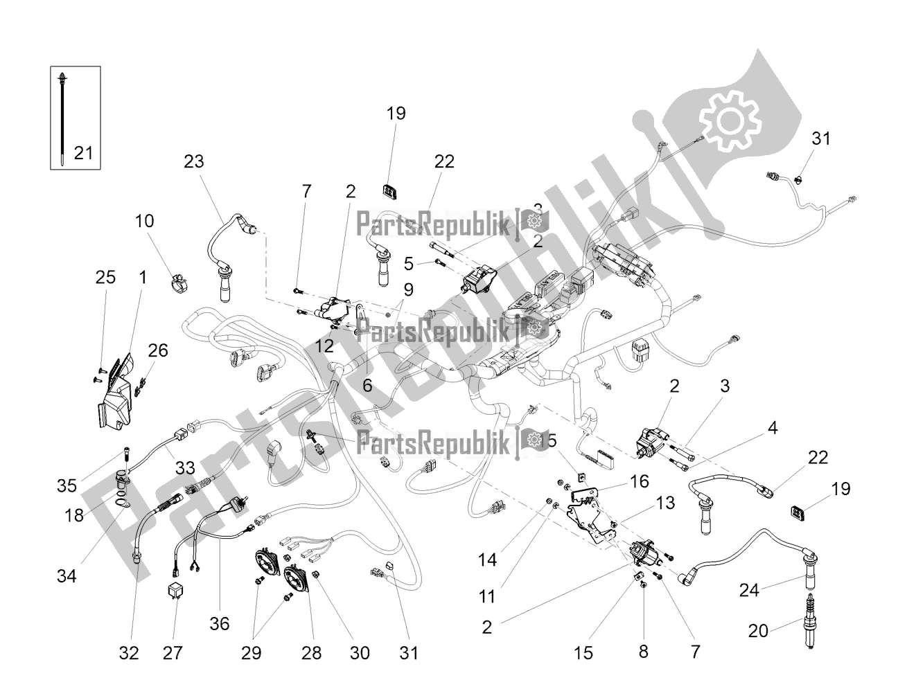 All parts for the Front Electrical System of the Moto-Guzzi California 1400 Touring ABS Apac 2021