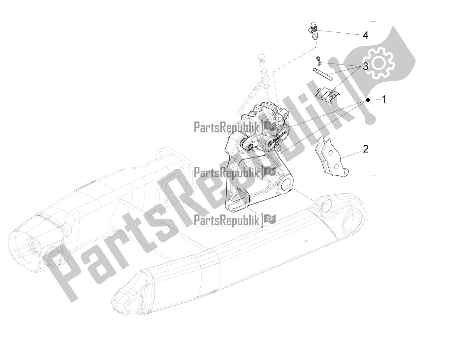 All parts for the Rear Brake Caliper of the Moto-Guzzi California 1400 Touring ABS Apac 2021