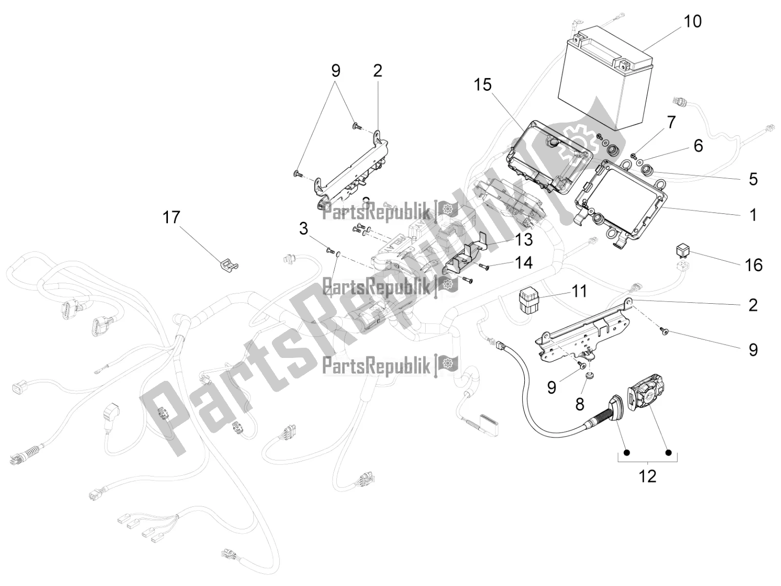 Todas las partes para Sistema Eléctrico Trasero de Moto-Guzzi California 1400 Touring ABS Apac 2021