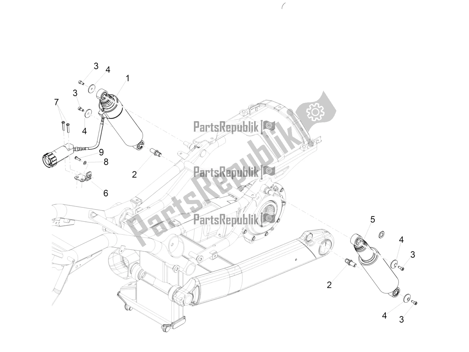 All parts for the Shock Absorber of the Moto-Guzzi California 1400 Touring ABS Apac 2021