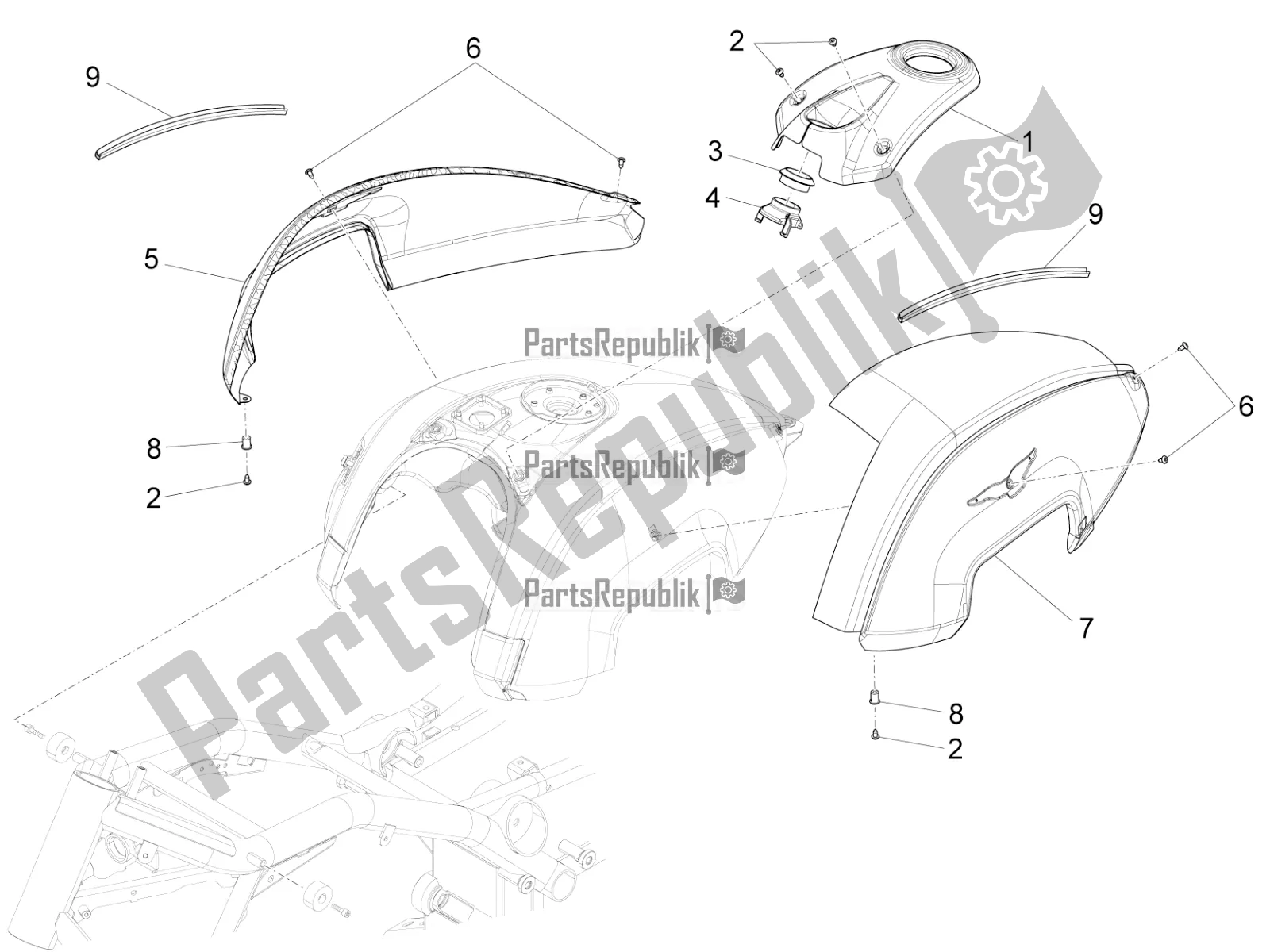 Todas las partes para Tapa Del Tanque de Moto-Guzzi California 1400 Touring ABS Apac 2021