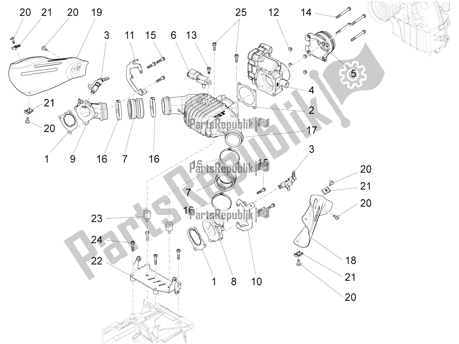 Toutes les pièces pour le Corps De Papillon du Moto-Guzzi California 1400 Touring ABS Apac 2021