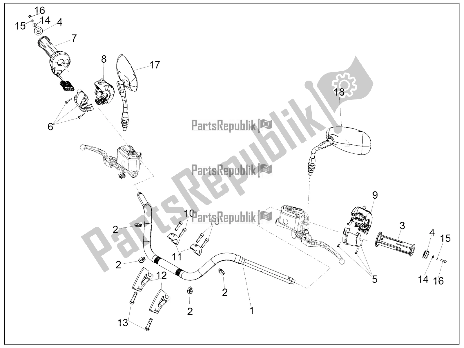 Toutes les pièces pour le Guidon - Commandes du Moto-Guzzi California 1400 Touring ABS USA 2017