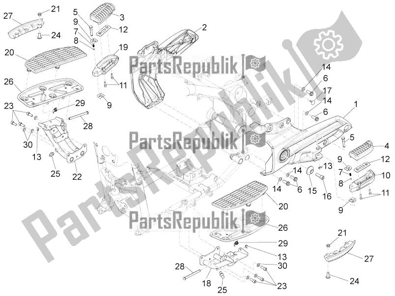 All parts for the Foot Rests of the Moto-Guzzi California 1400 Touring ABS USA 2018