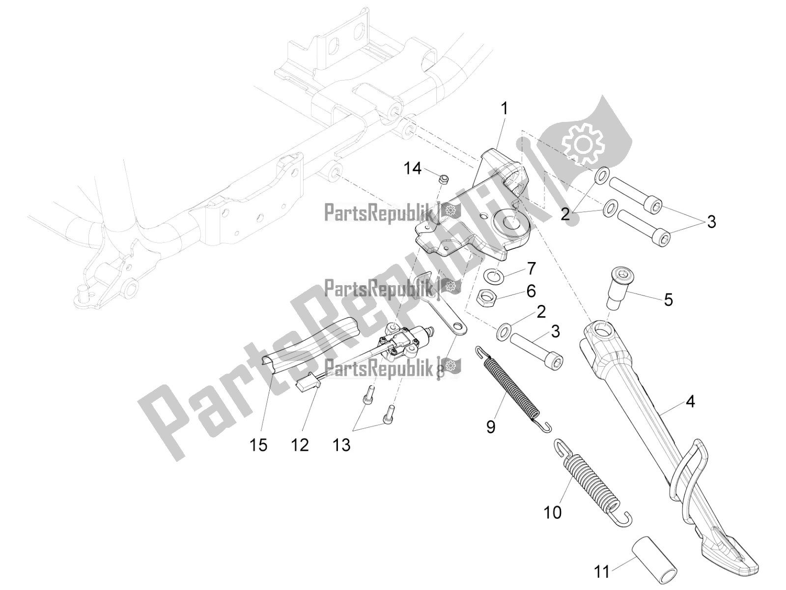 Alle onderdelen voor de Centrale Standaard van de Moto-Guzzi California 1400 Touring ABS USA 2019