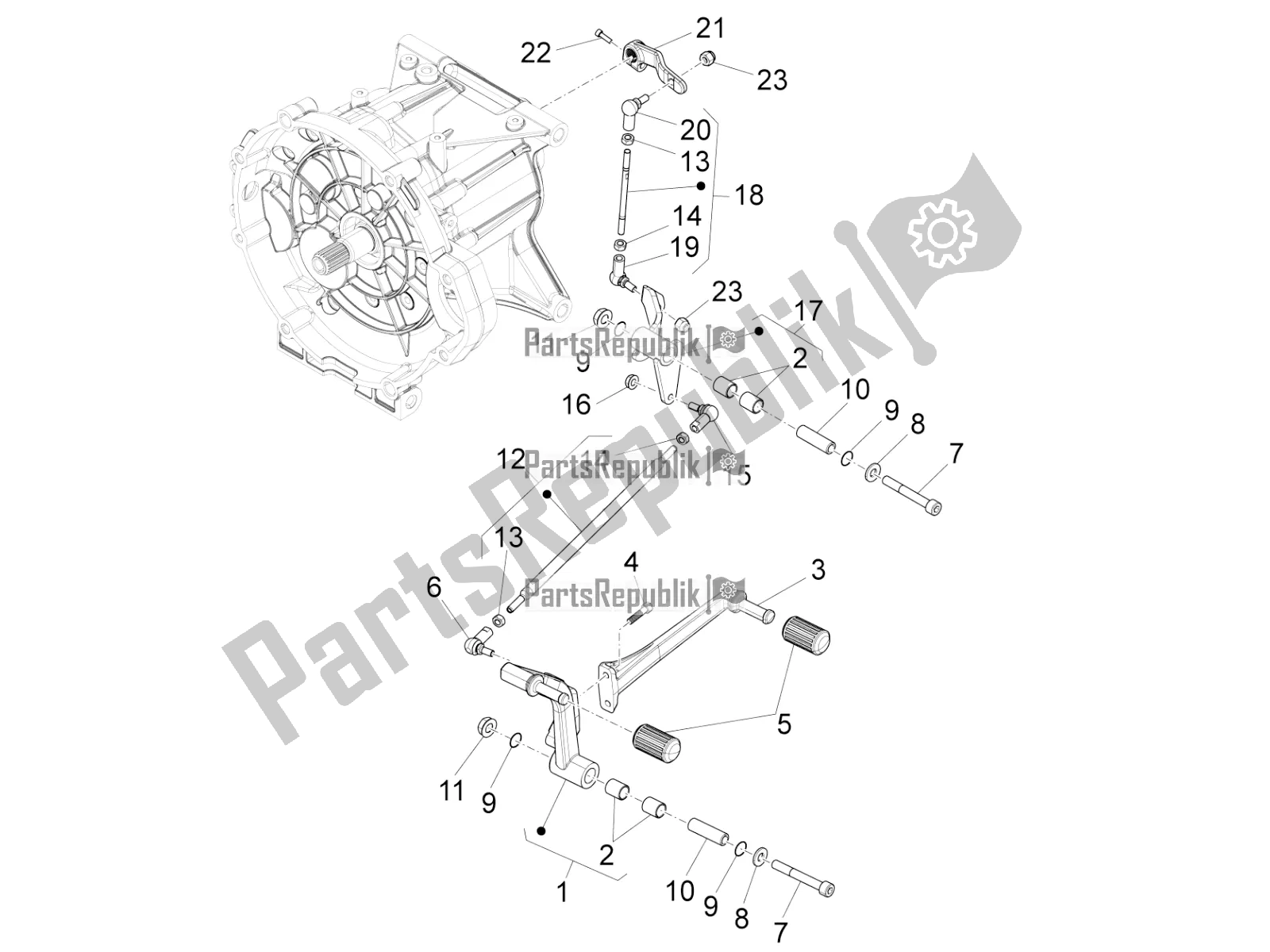 All parts for the Gear Lever of the Moto-Guzzi California 1400 Touring ABS USA 2019