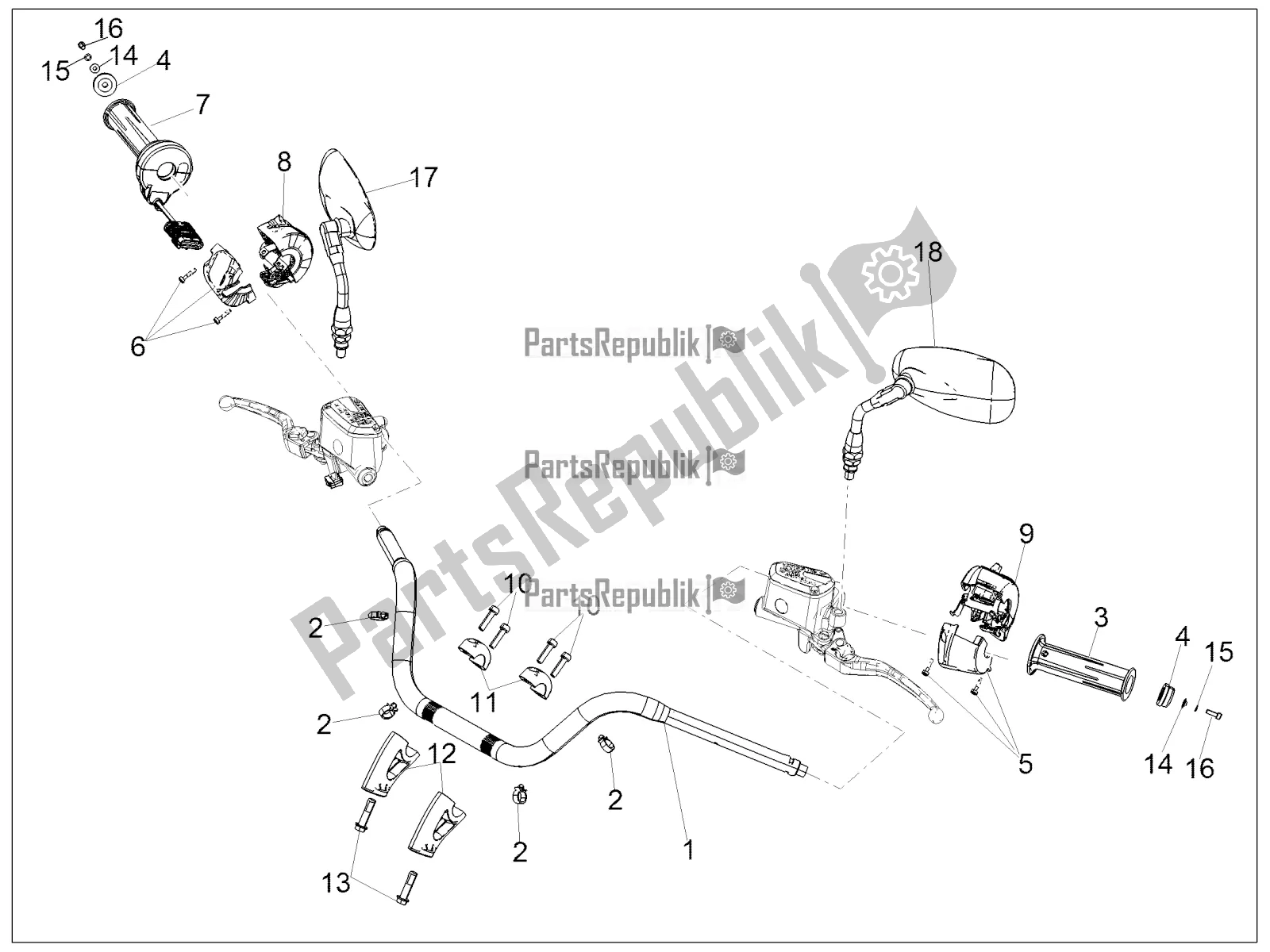 Toutes les pièces pour le Guidon - Commandes du Moto-Guzzi California 1400 Touring ABS USA 2019