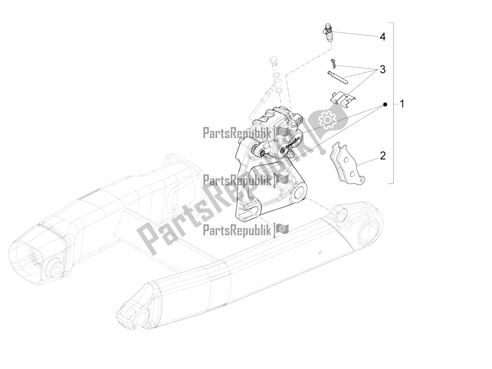 Toutes les pièces pour le étrier De Frein Arrière du Moto-Guzzi California 1400 Touring ABS USA 2019