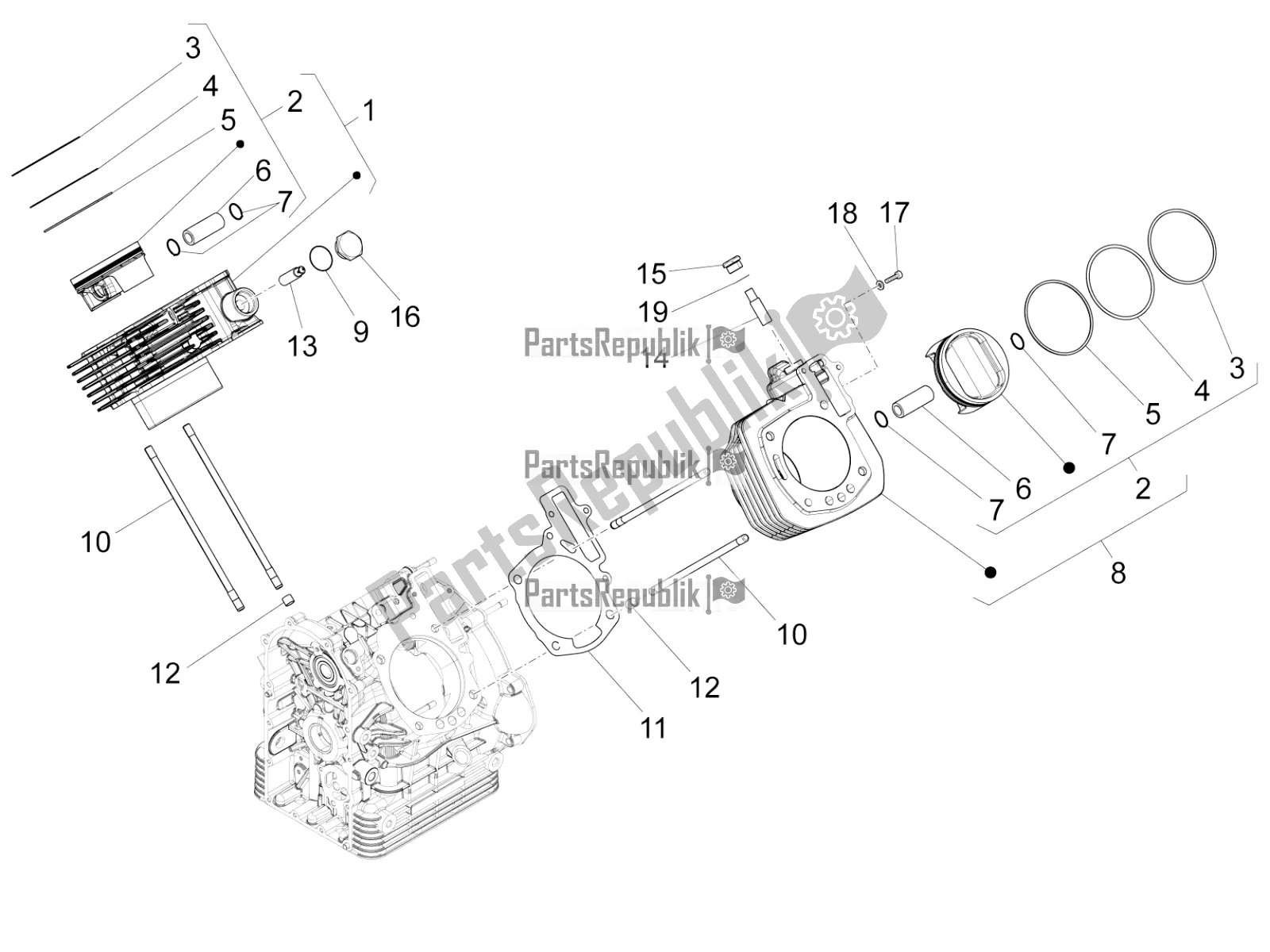 Toutes les pièces pour le Cylindre - Piston du Moto-Guzzi California 1400 Touring ABS USA 2020